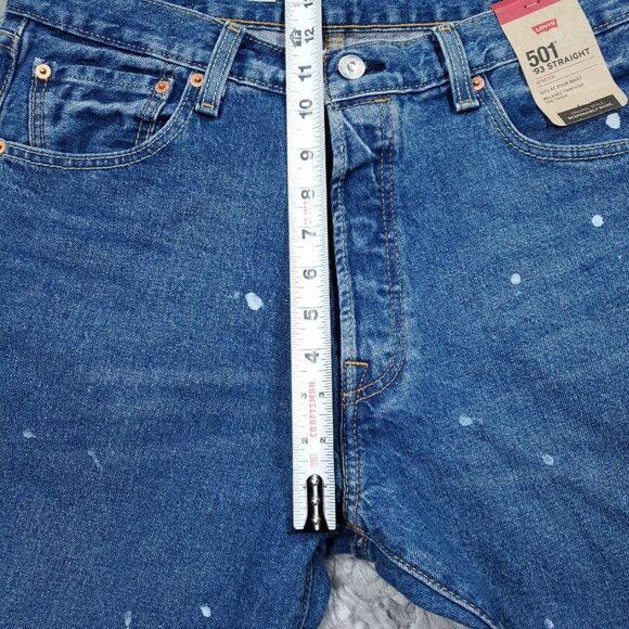 Levi's 501 '93 Straight Fit Paint Splatter Jeans Blue Y2k Size 34 x 30 - Picture 7 of 13